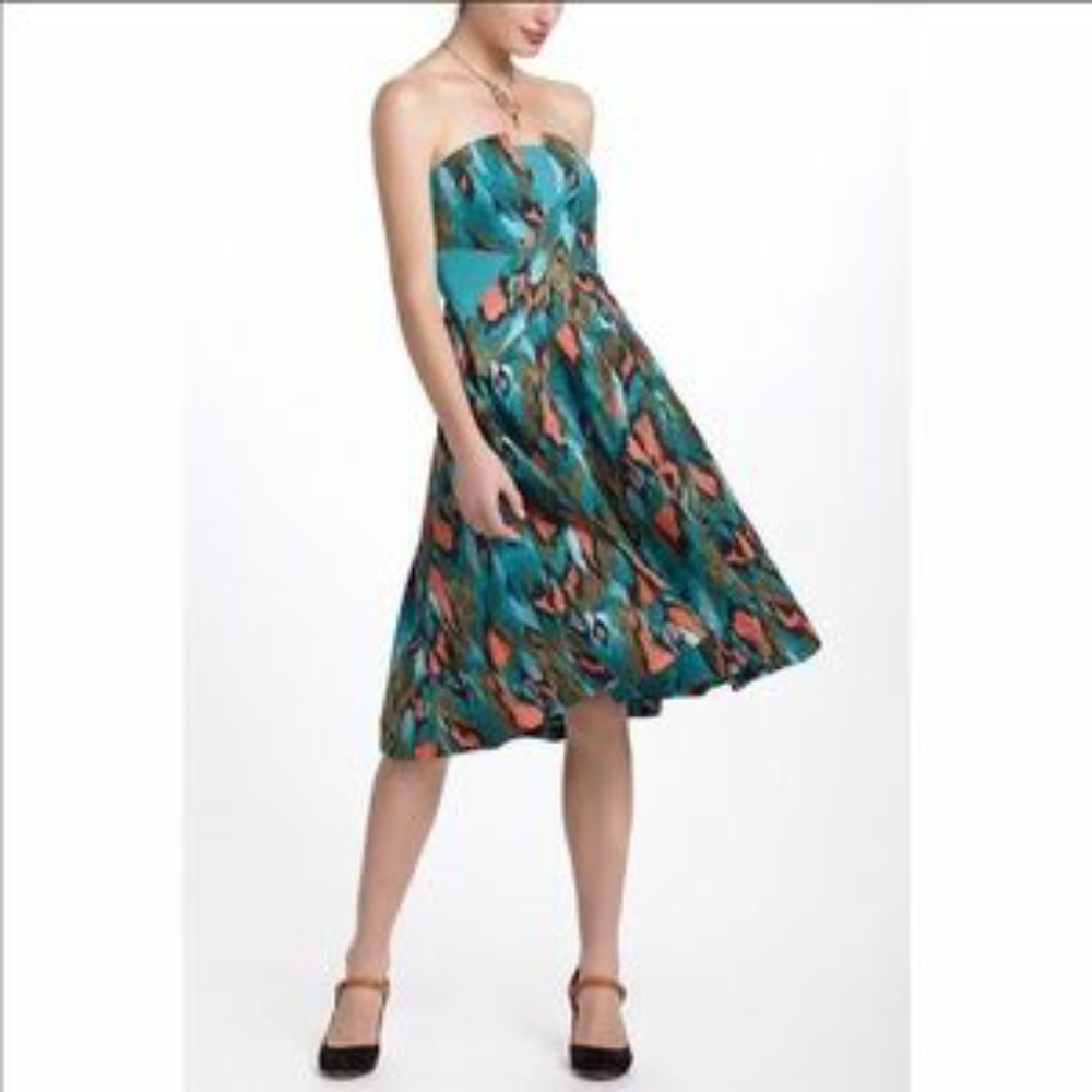 Anthropologie Strapless Ikat Dress